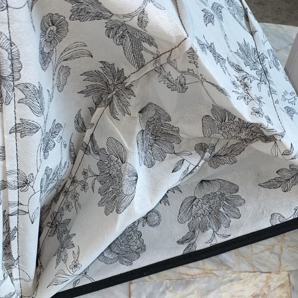 Floral Toile Hanging Closet Organizer 6 Shelf Black White Fabric Storage Shelves